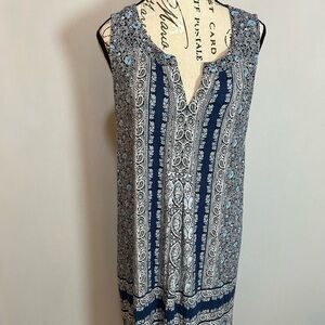 J. Jill Blue and White Sleeveless Sundress Medium